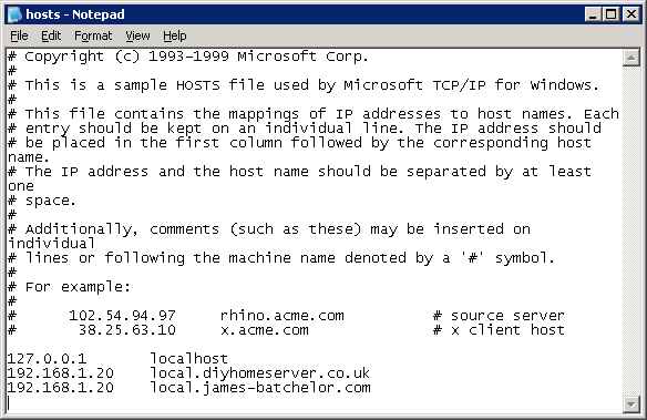 Edited Hosts File